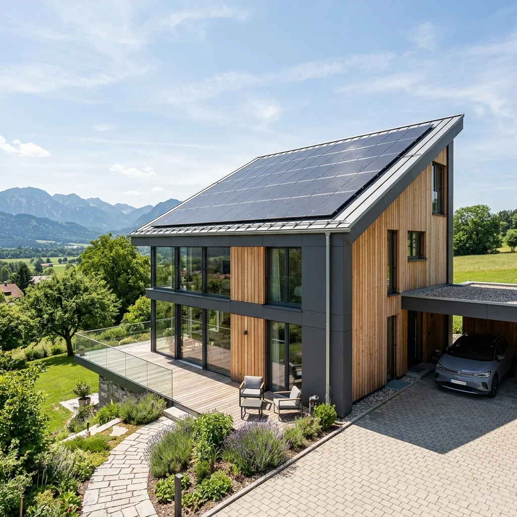 Pultdach mit PV Anlage