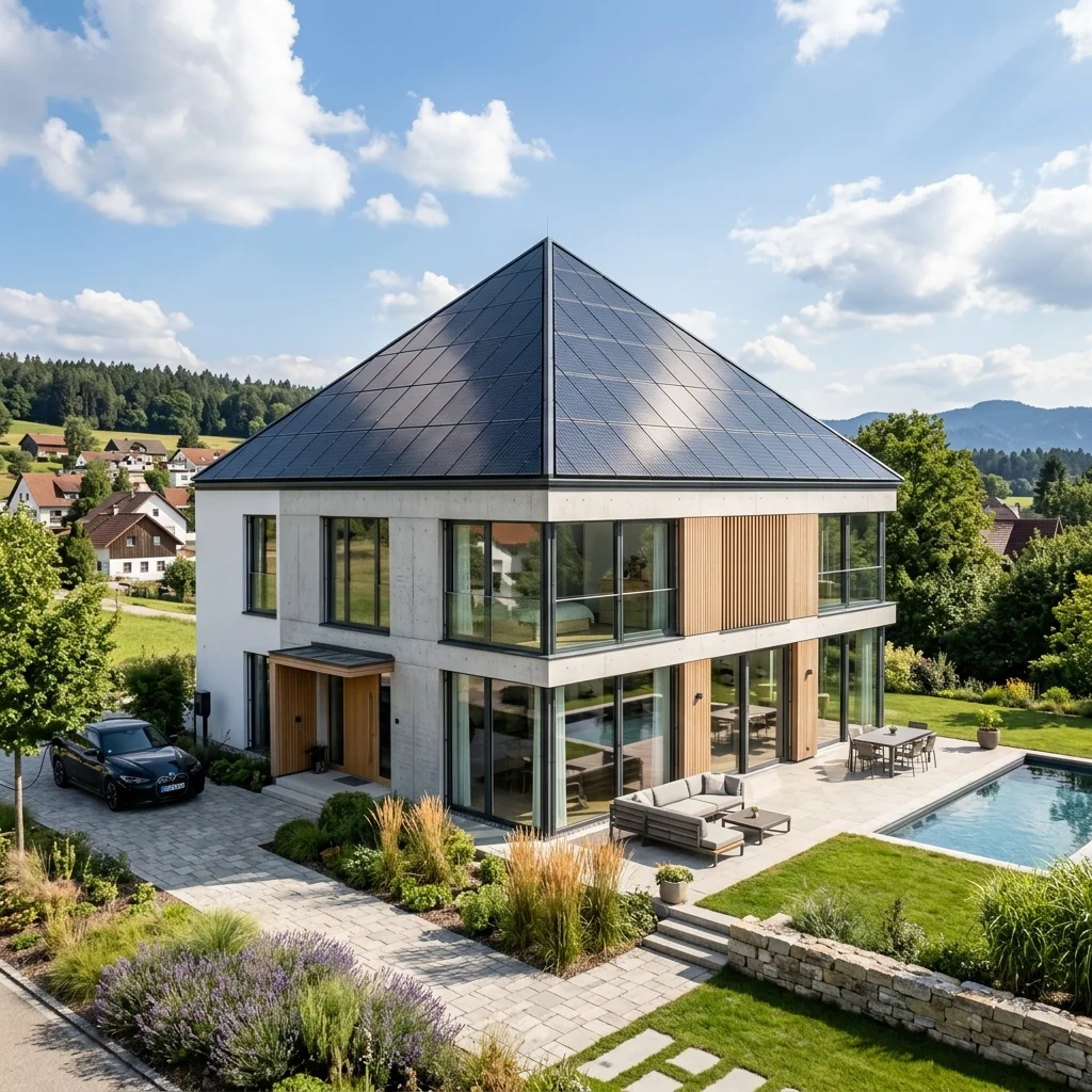 Zeltdach mit PV Anlage